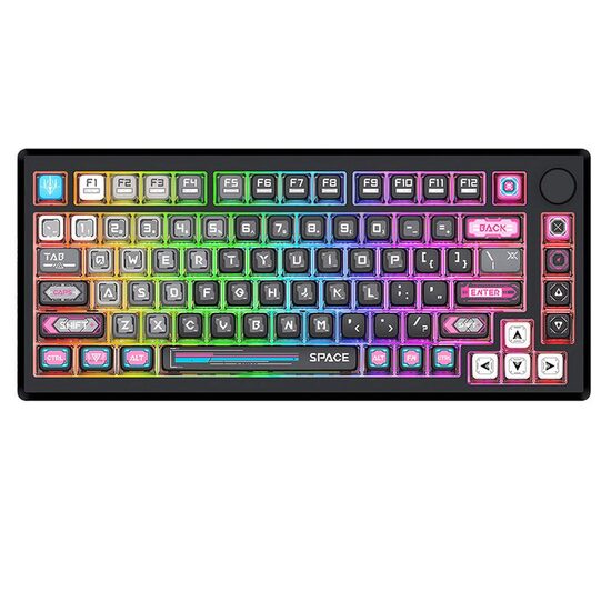 Tastatura gaming mecanica Bluetooth cu si fara fir Redragon Uranus Pro 82 neagra iluminare RGB