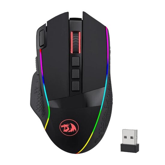 Mouse gaming wireless si cu fir Redragon Enlightment Pro negru iluminare RGB