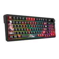 Tastatura gaming mecanica Bluetooth cu si fara fir Redragon Artemis Pro Anime AK neagra cu rosu iluminare RGB