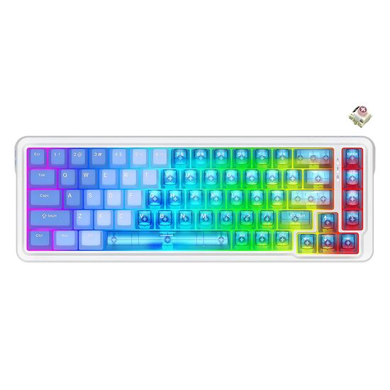 Tastatura gaming mecanica Redragon Nova Magnetic alba cu albastru si taste transparente iluminare RGB