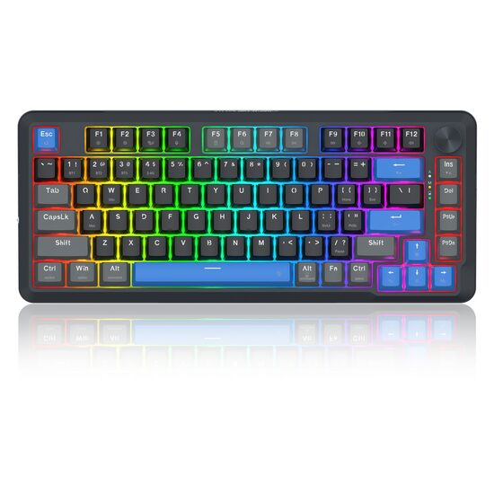 Tastatura gaming mecanica Bluetooth cu si fara fir Redragon Cyrus Pro neagra cu albastru iluminare RGB