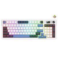 Tastatura gaming mecanica Bluetooth cu si fara fir Redragon Galatin Pro alba cu albastru iluminare RGB