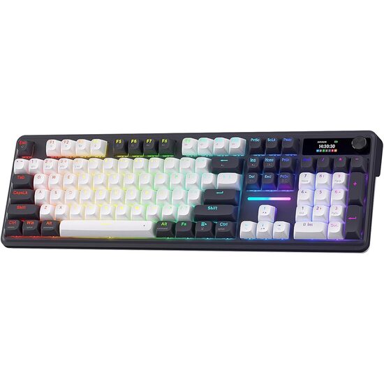 Tastatura gaming mecanica Bluetooth cu si fara fir Redragon Terraflare Pro neagra cu alb iluminare RGB