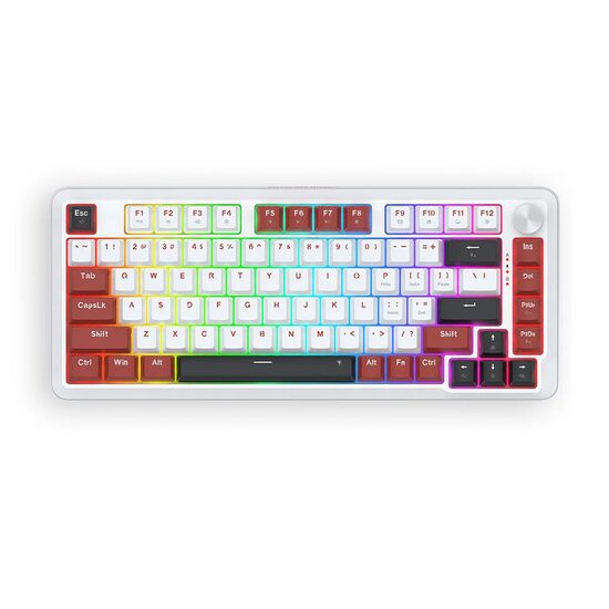 Tastatura gaming mecanica Redragon Stormhunter Magnetic alba cu rosu iluminare RGB