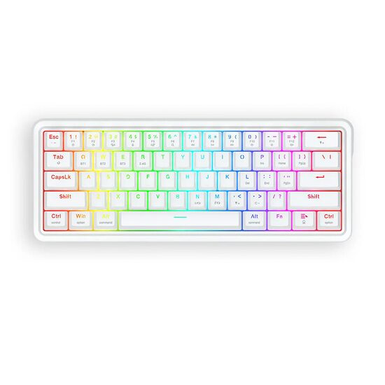 Tastatura Bluetooth si cu fir gaming mecanica Redragon Draconic V2 Pro alba iluminare RGB