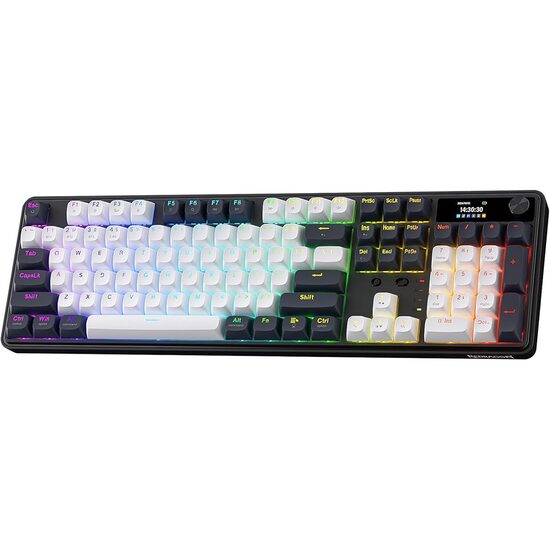 Tastatura gaming mecanica Bluetooth cu si fara fir Redragon Wyvern neagra cu alb iluminare RGB