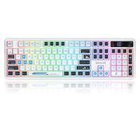 Tastatura gaming Bluetooth cu fir si wireless Redragon Volcano Pro alba iluminare RGB cu display