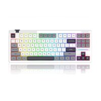 Tastatura gaming mecanica Bluetooth cu si fara fir Redragon Otiim Pro alba cu gri iluminare RGB