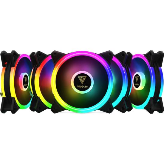 Set 5 ventilatoare Gamdias Aeolus M2 1205R 120mm iluminare RGB