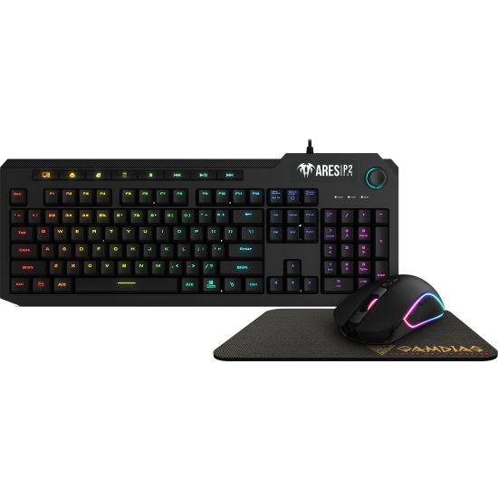 Kit gaming Gamdias Ares P2 iluminare RGB negru