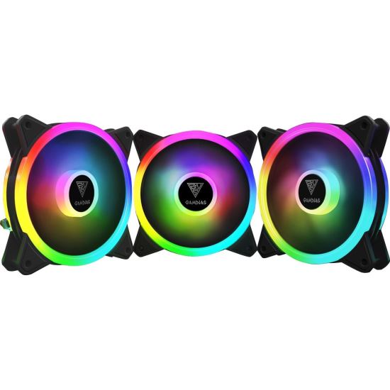 Set 3 ventilatoare Gamdias Aeolus M2 1203 Lite 120mm iluminare aRGB