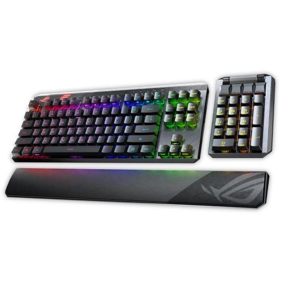 Tastatura mecanica gaming modulara cu sau fara fir ASUS ROG Claymore II ROG RX Red neagra iluminare RGB