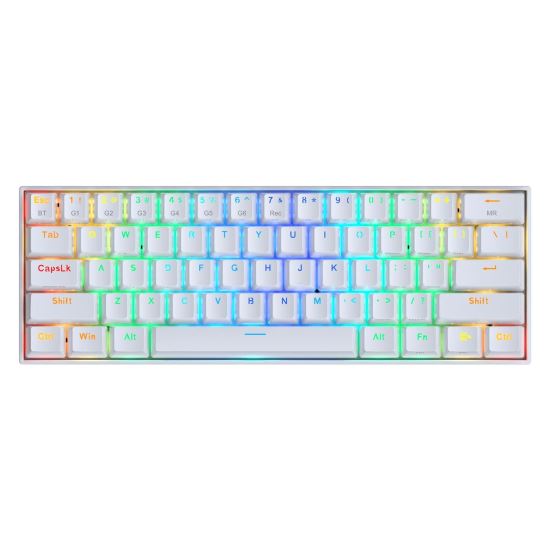 Tastatura Bluetooth si cu fir gaming mecanica Redragon Draconic alba iluminare RGB