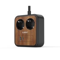 Prelungitor Orico APD-2A1U1C-EU-18W cu 2 port-uri USB lemn 1.3m