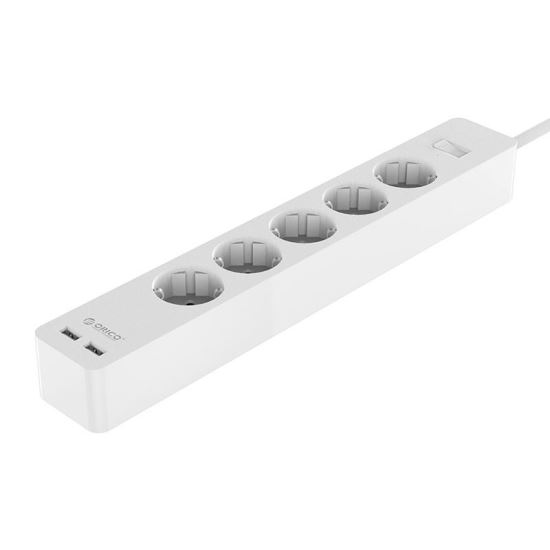 Prelungitor Orico GPC-5A2U cu 2 port-uri USB alb