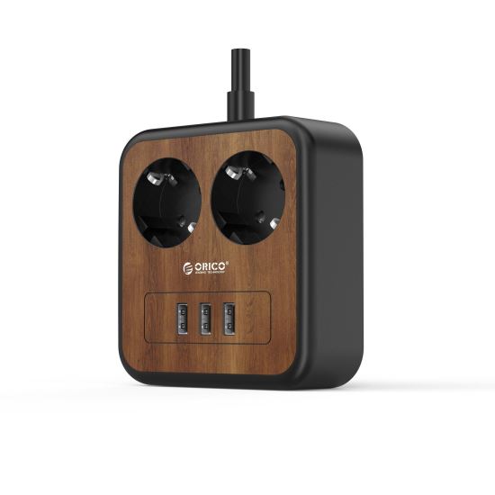 Prelungitor Orico APD-2A3U-EU-15W cu 3 port-uri USB lemn 1.3m